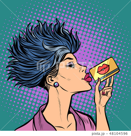 woman Bank card kiss 48104596