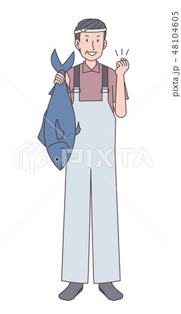 ガッツポーズの漁師 48104605