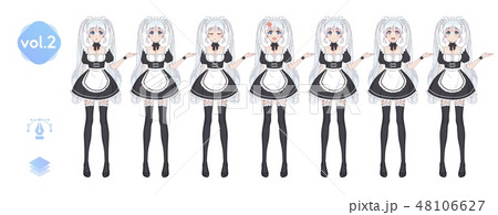 Anime Manga Girl Costume Of Maid Cafeのイラスト素材