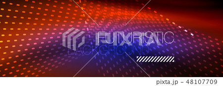 Glowing light particles in dark neon space, magic glow shiny abstract background 48107709