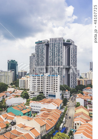 Shophouses aerial view Singapore Tanjong Pagar 48107725