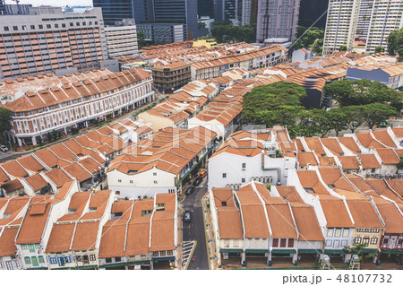 Shophouses aerial view Singapore Tanjong Pagar 48107732