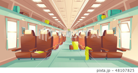 Passenger train wagon interior cartoon vector 48107825