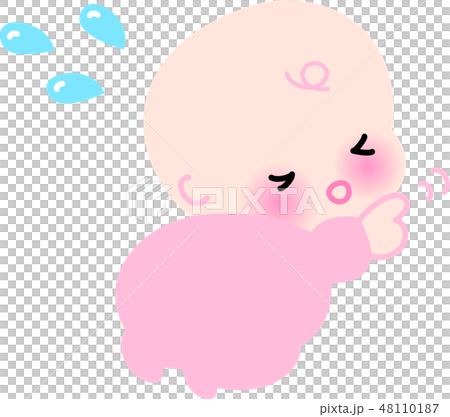 むずがる赤ちゃん　はいはい　かわいい　ピンク 48110187