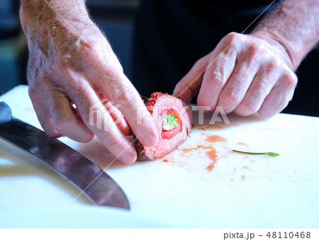 Chef cooking, Chef preparing food in the kitchen 48110468