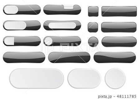 Black interface buttons. Web icons Black interface buttons. Web icons 48111785