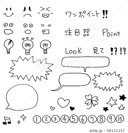 シンプルなふきだし 絵文字パターンセット 透過 のイラスト素材