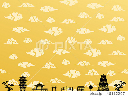 古都 風景 中国風雲背景 のイラスト素材