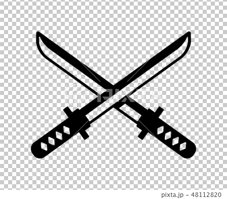 Japanese sword (small scala) deformed illustration / cross (samurai · samurai) 48112820