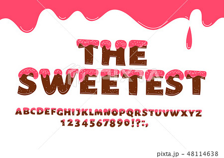 The Sweetest. Cookie with cream hand drawn decorative font. Cute sweet ABC letters and numbers. Can 48114638