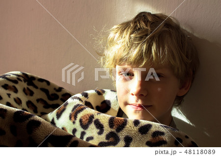 child boy wrapped in a blanket child boy wrapped in a blanket 48118089
