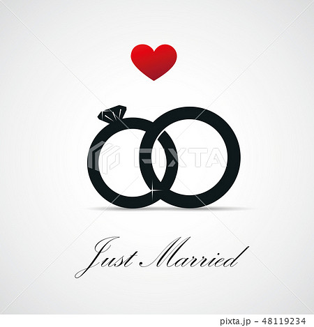 just married inviting card for wedding with rings 48119234