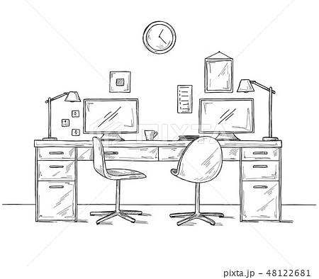 Sketch the room.Sketch workspace. Vector Sketch the room.Sketch workspace. Vector 48122681