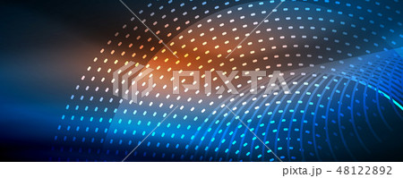 Glowing light particles in dark neon space, magic glow shiny abstract background Glowing light particles in dark neon space, magic glow shiny abstract background 48122892