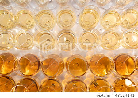 Champagne glasses close-up view from above Champagne glasses close-up view from above 48124141