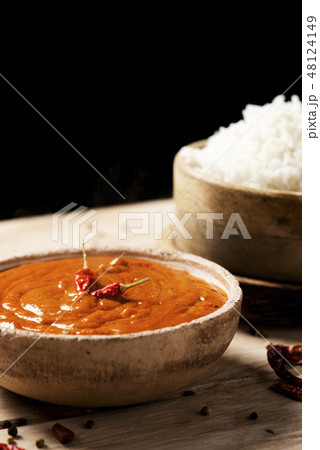 chicken korma curry and rice 48124149