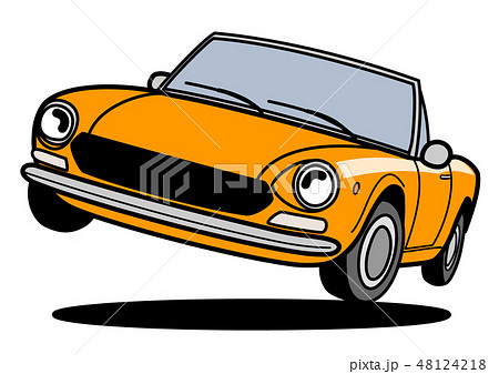イタリアンオープン　ジャンプ　オレンジ　自動車イラスト 48124218