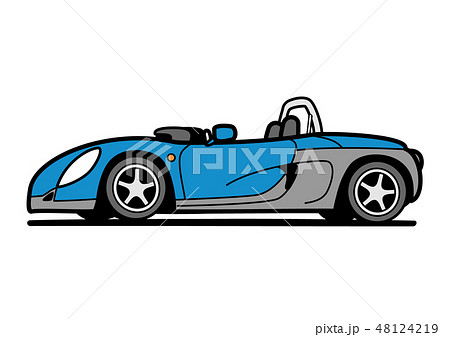 フレンチオープンスポーツ 　青色ツートンカラー　 自動車イラスト 48124219