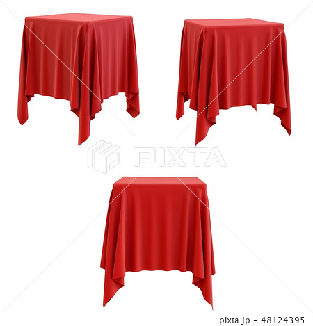 Set Of Red Cloth On A Square Pedestalのイラスト素材