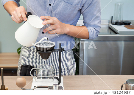 Coffee Apron Drip Brew Cafe Cafeteria Pouring Coffee Apron Drip Brew Cafe Cafeteria Pouring 48124987