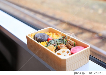 列車内で食べるおいしい和食のお弁当 48125040