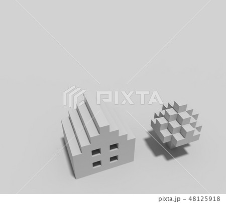 ペーパークラフト風マイホーム画像 ペーパークラフト風マイホーム画像 48125918