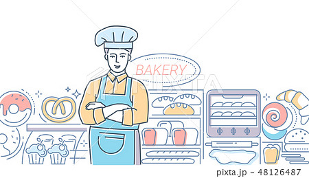 Bakery - modern line design style colorful illustration 48126487