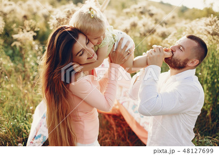 Family have fun in a park 48127699