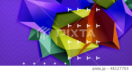 Vector triangular 3d geometric shapes background, modern poster design 48127703