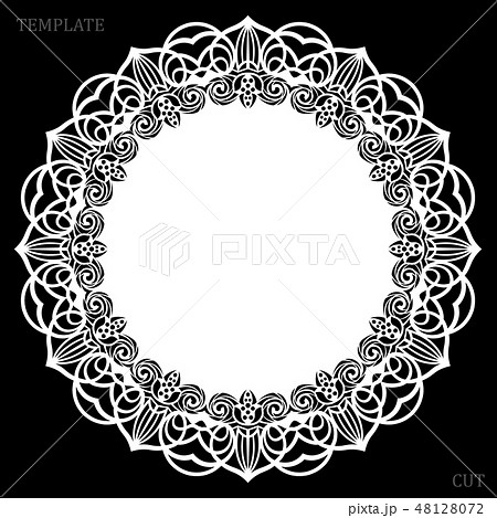 Lace round paper doily, greeting element 48128072