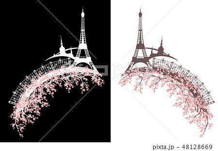 paris in spring blossom vector design 48128669