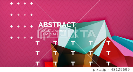 Color geometric abstract background, minimal abstraction design with mosaic style 3d shape Color geometric abstract background, minimal abstraction design with mosaic style 3d shape 48129699