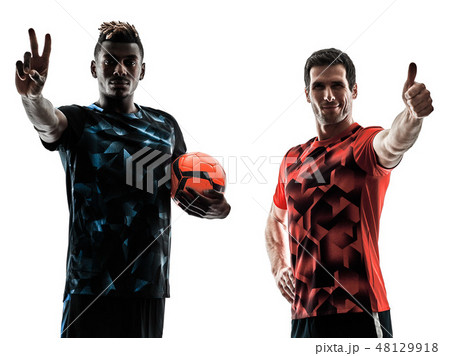 soccer players men isolated silhouette white background 48129918