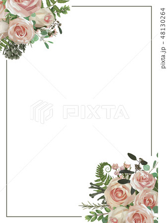 Decorative golden rectangular frame with eucalyptu 48130264