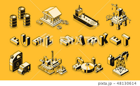 Fuel market isometric vector landing page template 48130614