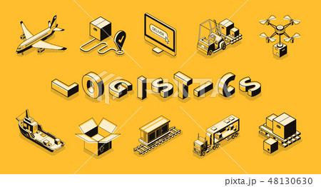 Delivery company transport isometric vector set 48130630