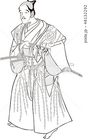 浮世絵 武士 その8 白黒 浮世絵 武士 その8 白黒 48132292