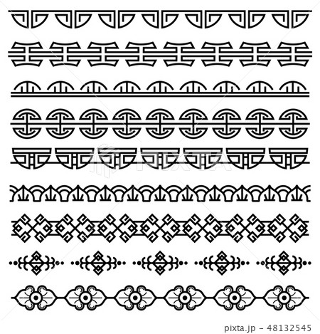 Chinese decoration, traditional antique korean pattern, vector asian seamless borders set 48132545