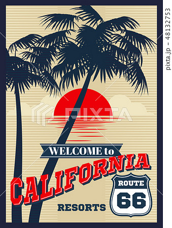 Vintage california vector summer poster, retro t-shirt print Vintage california vector summer poster, retro t-shirt print 48132753