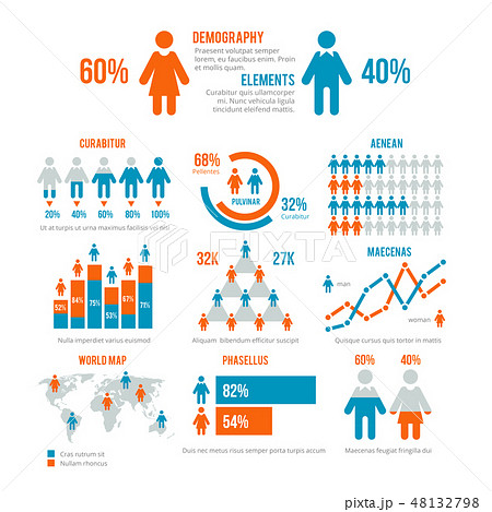 Business statistics graph, demographics population chart, people modern infographic vector elements 48132798