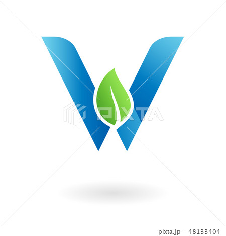 W letter natural organic leaf blue cool logo W letter natural organic leaf blue cool logo 48133404
