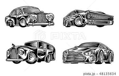 Muscle Cars And Vintage Transports For Logo And のイラスト素材