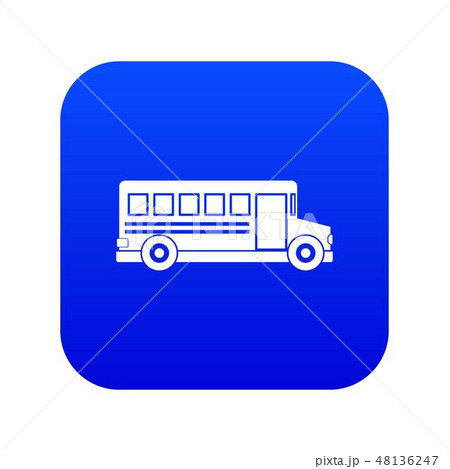 School bus icon digital blue 48136247