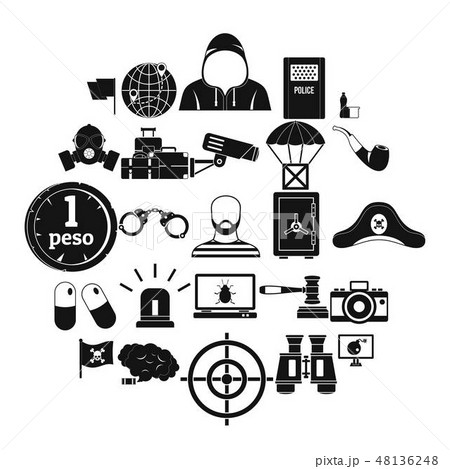Offense icons set, simple style Offense icons set, simple style 48136248