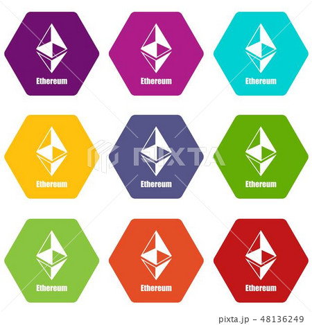 Ethereum icons set 9 vector 48136249