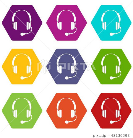 Headphones icons set 9 vector 48136398