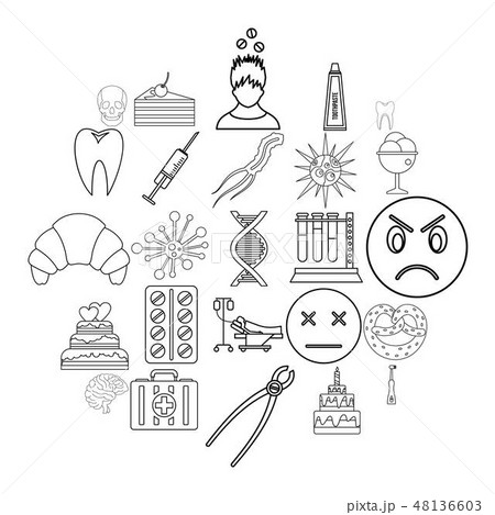 Odontic icons set, outline style 48136603