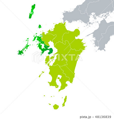 長崎県地図と九州地方のイラスト素材 48136839 Pixta