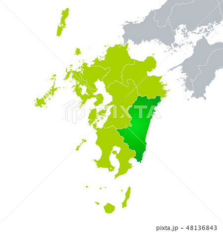 Miyazaki Prefecture Map And Kyushu District Stock Illustration