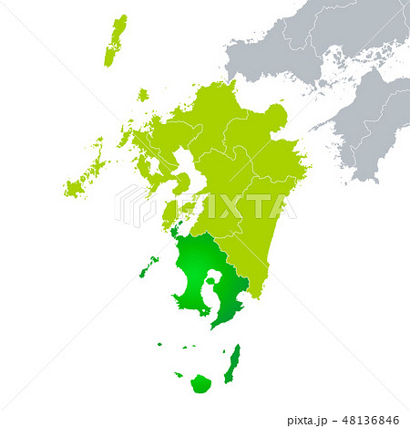 鹿児島県地図と九州地方のイラスト素材 48136846 Pixta
